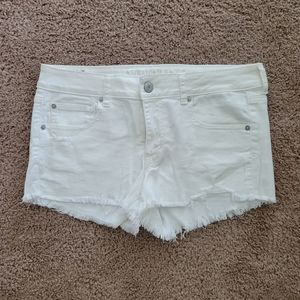 White AE Distressed Shorts